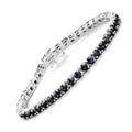 8.36 Ct Round Blue Sapphire Prong Sterling Silver Tennis Bracelet by Fine Color Jewels