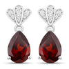 3.80 Ct Pear Red Mozambique Garnet & Lab Diamond Prong Silver Teardrop Dangle Earrings