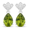 2.70 Ct Pear Green Peridot & Lab Diamond Prong Silver Teardrop Dangle Earrings