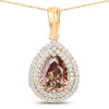 2.01 Ct Genuine Pear Brown Diamond  18K Yellow Gold Statement Pendant