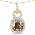 2.50 Ct Genuine Cushion Brown Diamond 18K Yellow Gold Statement Pendant by Fine Color Jewels