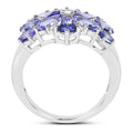 3.36 Ct Pear & Oval Violet Tanzanite Prong Rhodium Plated Silver Floral Cluster Ring by Fine Color Jewels