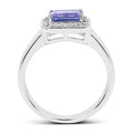 1.12 Ct Octagon Violet Tanzanite Prong Silver Halo Statement Ring by Fine Color Jewels
