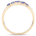 0.34 Ct Round Violet Tanzanite Diamond Pave 10K Gold Five Stone Graduated Ring by Fine Color Jewels