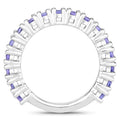 1.70 Ct Round Violet Tanzanite Prong Rhodium Plated Silver Eternity Ring by Fine Color Jewels