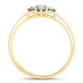 0.81 Ct Genuine Green Alexandrite and Diamond 18K Yellow Gold Flower Ring by Fine Color Jewels