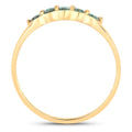 0.65 Ct Genuine Green Alexandrite 18K Yellow Gold 5 Stone Ring by Fine Color Jewels