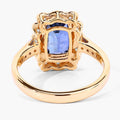 3.21 Ct Cushion Ceylon Blue Sapphire and White Diamond Prong 18K Gold Pave Halo Statement Ring by Fine Color Jewels