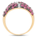 1.70 Ct Round Pink Ruby Prong 14K Yellow Gold Plated Silver Cluster Ring by Fine Color Jewels