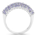 2.07 Ct Round Violet Tanzanite Prong Silver Pave Multi-Row Band Cluster Ring by Fine Color Jewels
