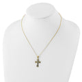 Silver Natural Diamond and Emerald Cross Necklace by Fine Color Jewels