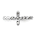 Silver Stackable Natural White Topaz Cross Ring by Fine Color Jewels