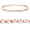 3.90 Ct Oval Pink Morganite Prong 14K Rose Gold Plated Silver Tennis Bracelet by Fine Color Jewels
