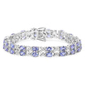 11.88 Ct Oval Violet Tanzanite Prong Sterling Silver Two Row X-Link Crossover Bracelet by Fine Color Jewels