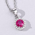 0.55 Ct Round Pink Mozambique Ruby & Lab Diamond prong Silver Halo pendant Necklace by Fine Color Jewels