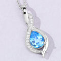 1.90 Ct Pear Swiss Blue Topaz & Lab Diamond Prong Silver Teardrop Crossover Pendant Necklace by Fine Color Jewels