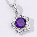 2.40 Ct Round Purple Amethyst & Lab Diamond Prong Silver Star Shape Pendant Necklace by Fine Color Jewels