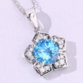 3.75 Ct Round Swiss Blue Topaz & Lab Diamond Prong Silver Star Shape Pendant Necklace by Fine Color Jewels