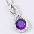 2.40 Ct Round Purple Amethyst & Lab Diamond Prong Silver Crossover Pendant Necklace by Fine Color Jewels
