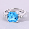 3.40 Ct Cushion Swiss Blue Topaz Lab Diamond Prong Silver Cluster Ring by Fine Color Jewels