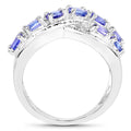 1.70 Ct Oval Violet Tanzanite Diamond Prong Silver Pave Crossover Ring by Fine Color Jewels