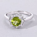 1.10 Ct Round Green Peridot and Lab Diamond Prong Silver Halo Ring by Fine Color Jewels