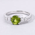 1.10 Ct Round Green Peridot and Lab Diamond Prong Silver Five Stone Ring by Fine Color Jewels