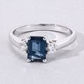1.07 Ct Octagon London Blue Topaz and Diamond Prong Silver Three Stone Ring by Fine Color Jewels