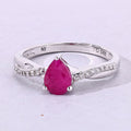 0.80 Ct Pear Pink Ruby & Lab Diamond Prong Silver Pave Crossover Ring by Fine Color Jewels