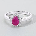 0.80 Ct Pear Pink Ruby & Lab Diamond Prong Sterling Silver Halo Ring by Fine Color Jewels