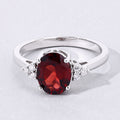 2 Ct Oval Red Mozambique Garnet and Lab Diamond Prong Silver Cocktail Ring by Fine Color Jewels