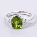 1.70 Ct Oval Green Peridot and Lab Diamond Prong Silver Cocktail Ring by Fine Color Jewels