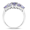 2.07 Ct Round Violet Tanzanite Prong Silver Cluster Ring by Fine Color Jewels
