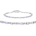 3.78 Ct Marquise Violet Tanzanite Prong Sterling Silver Tennis Bracelet by Fine Color Jewels
