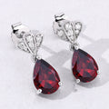 3.80 Ct Pear Red Mozambique Garnet & Lab Diamond Prong Silver Teardrop Dangle Earrings by Fine Color Jewels
