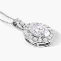 2.62 Ct Oval Lab Grown Diamond Prong Platinum Halo Bridal Pendant by Fine Color Jewels