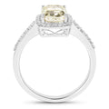 2.05 Ct Cushion Cut Genuine Yellow Diamond 18K White Gold Pave Ring by Fine Color Jewels
