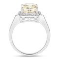 4.02 Ct Natural Yellow Diamond 18K White Gold Pave Halo Cushion Ring by Fine Color Jewels