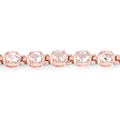 3.90 Ct Oval Pink Morganite Prong 14K Rose Gold Plated Silver Tennis Bracelet by Fine Color Jewels