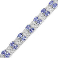 11.88 Ct Oval Violet Tanzanite Prong Sterling Silver Two Row X-Link Crossover Bracelet by Fine Color Jewels