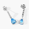 2.30 Ct Pear Swiss Blue Topaz & Lab Diamond Prong Silver Teardrop Dangle Earrings by Fine Color Jewels