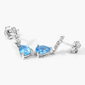 2.30 Ct Pear Swiss Blue Topaz & Lab Diamond Prong Silver Teardrop Dangle Earrings by Fine Color Jewels