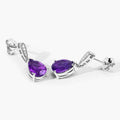 2.70 Ct Pear Purple Amethyst & Lab Diamond V-Prong Silver Teardrop Dangle Earrings by Fine Color Jewels
