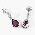 3.80 Ct Pear Red Mozambique Garnet & Lab Diamond V-Prong Silver Teardrop Dangle Earrings by Fine Color Jewels