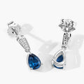1.70 Ct Pear Deep Blue London Blue Topaz & Diamond Prong Silver Teardrop Dangle Earrings by Fine Color Jewels