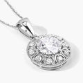 2.32 Ct Round Lab Grown Diamond Prong Platinum Bridal Halo Floral Pendant by Fine Color Jewels