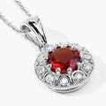 1.50 Ct round orange Madeira Citrine and Lab Diamond prong Silver Halo pendant Necklace by Fine Color Jewels