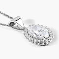1.23 Ct Oval Lab Diamond Prong Platinum Floral Bridal Halo Pendant by Fine Color Jewels