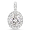 2.62 Ct Oval  Lab Grown Diamond Prong Platinum Halo Bridal Pendant