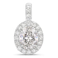 2.62 Ct Oval Lab Grown Diamond Prong Platinum Halo Bridal Pendant by Fine Color Jewels